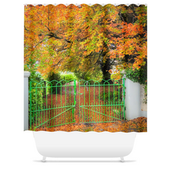 Shower Curtain - Green Gate in Autumn, County Clare - James A. Truett - Moods of Ireland - Irish Art