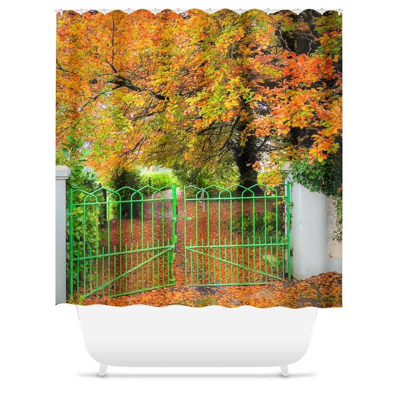 Shower Curtain - Green Gate in Autumn, County Clare - James A. Truett - Moods of Ireland - Irish Art