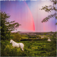 Shower Curtain - Monochrome Irish Rainbow at Sunset, County Clare, Ireland - James A. Truett - Moods of Ireland - Irish Art