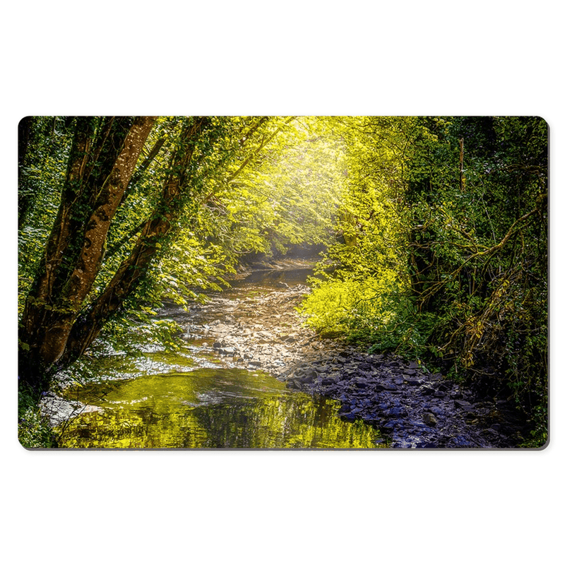 Desk Mat - Sunrays through Canopy over Owenslieve River, County Clare - James A. Truett - Moods of Ireland - Irish Art