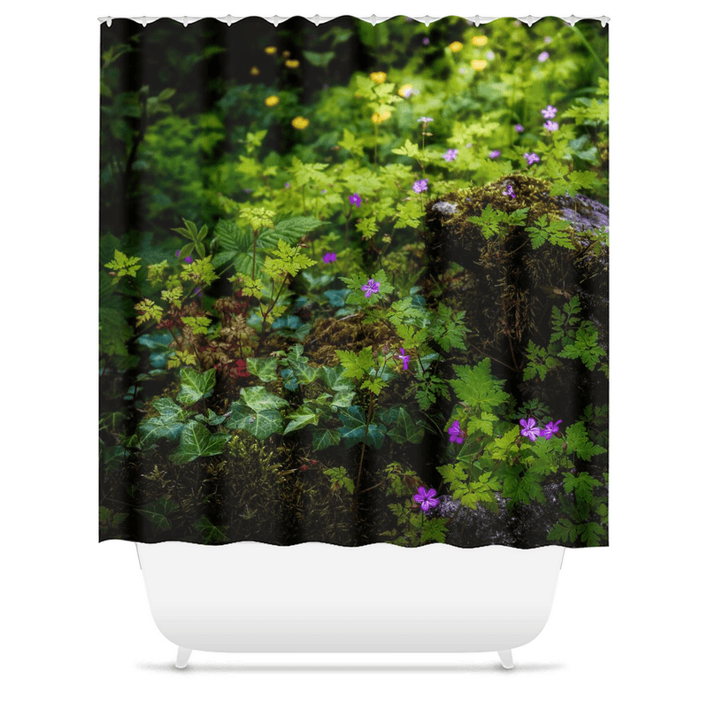 Shower Curtain - A Carpet of Herb Robert Wildflowers, Ballylee, County Galway - James A. Truett - Moods of Ireland - Irish Art