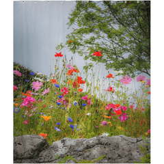 Shower Curtain - Wildflowers in Limestone Bed, County Clare - James A. Truett - Moods of Ireland - Irish Art