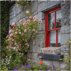 Shower Curtain - Flowers at Cassidy's Pub, Carran, County Clare - James A. Truett - Moods of Ireland - Irish Art