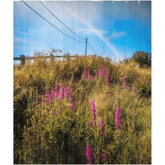 Shower Curtain - County Clare Rainbow over Roadside Wildflowers - James A. Truett - Moods of Ireland - Irish Art