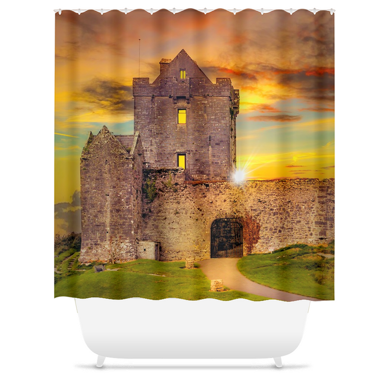 Shower Curtain - Sunset at Dunguaire Castle, Kinvara, County Galway - James A. Truett - Moods of Ireland - Irish Art