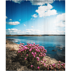 Shower Curtain - Sea Pinks along Ireland's Shannon Estuary - James A. Truett - Moods of Ireland - Irish Art