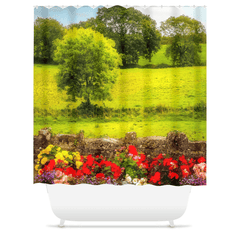 Shower Curtain - Green Meadows of Kildysart, County Clare - James A. Truett - Moods of Ireland - Irish Art