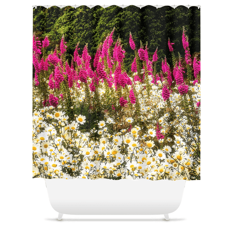 Shower Curtain - Daisies and Foxglove in the Irish Countryside - James A. Truett - Moods of Ireland - Irish Art