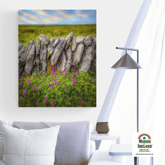 Canvas Wrap - Bloody Cranes-bill Wildflowers in the Burren - James A. Truett - Moods of Ireland - Irish Art