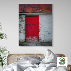 Canvas Wrap - Red Door on Weathered Stone Farm Building, County Clare - James A. Truett - Moods of Ireland - Irish Art