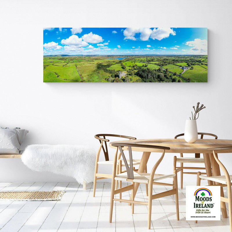 Panorama Canvas - Dysert O'Dea Castle and Ballycullinan Lough, County Clare - James A. Truett - Moods of Ireland - Irish Art