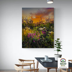 Canvas Wrap - Purple Loosestrife blooming along a Roadside at Sunrise, County Clare - James A. Truett - Moods of Ireland - Irish Art