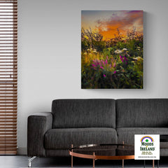 Canvas Wrap - Purple Loosestrife blooming along a Roadside at Sunrise, County Clare - James A. Truett - Moods of Ireland - Irish Art