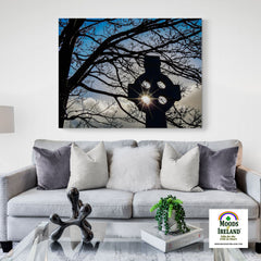 Canvas Wrap - Sun Shining through Celtic Cross Famine Monument, County Clare - James A. Truett - Moods of Ireland - Irish Art