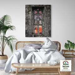 Canvas Wrap - Clare Abbey Window at Sunrise, Ennis, County Clare - James A. Truett - Moods of Ireland - Irish Art