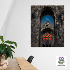 Canvas Wrap - Crescent Moon over Quin Abbey, County Clare - James A. Truett - Moods of Ireland - Irish Art
