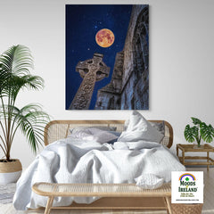 Canvas Wrap - Full Moon and Star-Studded Sky over Quin Abbey, County Clare - James A. Truett - Moods of Ireland - Irish Art