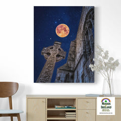 Canvas Wrap - Full Moon and Star-Studded Sky over Quin Abbey, County Clare - James A. Truett - Moods of Ireland - Irish Art