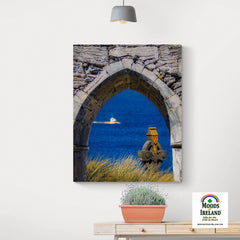 Canvas Wrap - Celtic Cross & Fishing Vessel from Isle of Inisheer, Aran Islands, County Galway - James A. Truett - Moods of Ireland - Irish Art