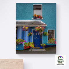 Canvas Wrap - Blue House and Flowers, Sixmilebridge, County Clare - James A. Truett - Moods of Ireland - Irish Art