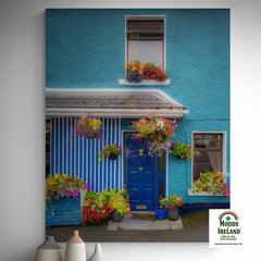 Canvas Wrap - Blue House and Flowers, Sixmilebridge, County Clare - James A. Truett - Moods of Ireland - Irish Art