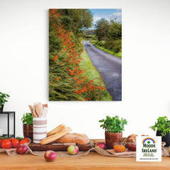 Canvas Wrap - Orange Wildflower Cascade along Irish Country Road - James A. Truett - Moods of Ireland - Irish Art