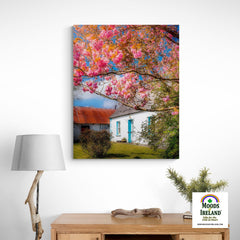 Canvas Wrap - Cherry Blossoms and Irish Cottage, County Clare - James A. Truett - Moods of Ireland - Irish Art