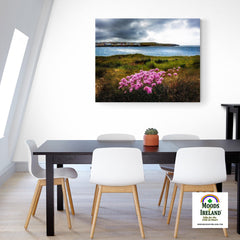 Canvas Wrap - Sea Pinks on Kilkee Bay, County Clare - James A. Truett - Moods of Ireland - Irish Art