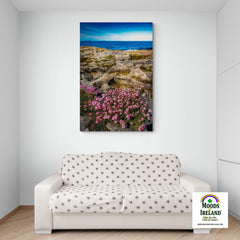 Canvas Wrap - Sea Pinks Blooming in the Burren Limestone, County Clare - James A. Truett - Moods of Ireland - Irish Art