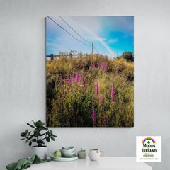 Canvas Wrap - County Clare Rainbow over Roadside Wildflowers - Moods of Ireland