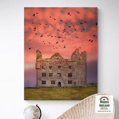 Canvas Wrap - Birds over Leamaneh Castle, County Clare - James A. Truett - Moods of Ireland - Irish Art