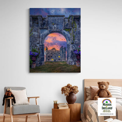 Canvas Wrap - Leamaneh Castle and Entrance Gate Reunited, County Clare - James A. Truett - Moods of Ireland - Irish Art