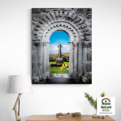 Canvas Wrap - Romanesque Doorway and High Cross at Dysert O'Dea, County Clare - James A. Truett - Moods of Ireland - Irish Art