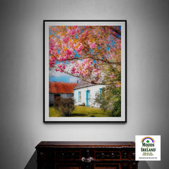 Print - Cherry Blossoms and Irish Cottage, County Clare - James A. Truett - Moods of Ireland - Irish Art
