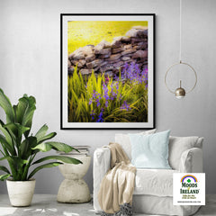 Print - Spring Bluebells and Stone Fence, County Clare - James A. Truett - Moods of Ireland - Irish Art