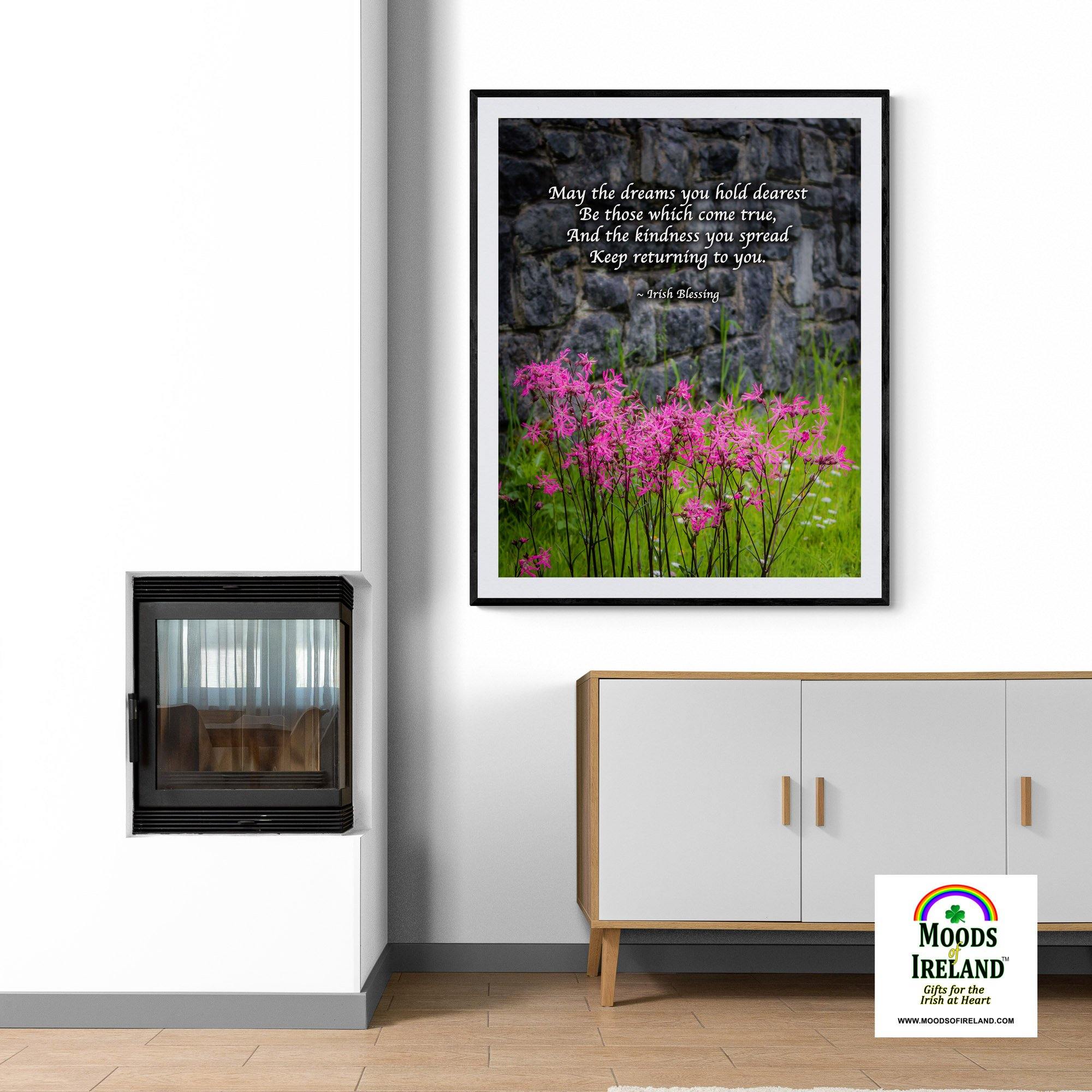 Print - Irish Blessing and Ragged Robin Wildflowers - James A. Truett - Moods of Ireland - Irish Art