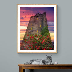 Print - Fuchsia Sunset at Dysert O'Dea Castle - James A. Truett - Moods of Ireland - Irish Art