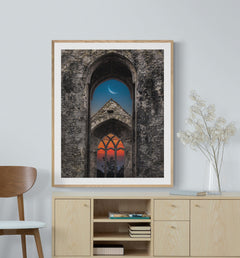 Print - Crescent Moon over Quin Abbey, County Clare - James A. Truett - Moods of Ireland - Irish Art