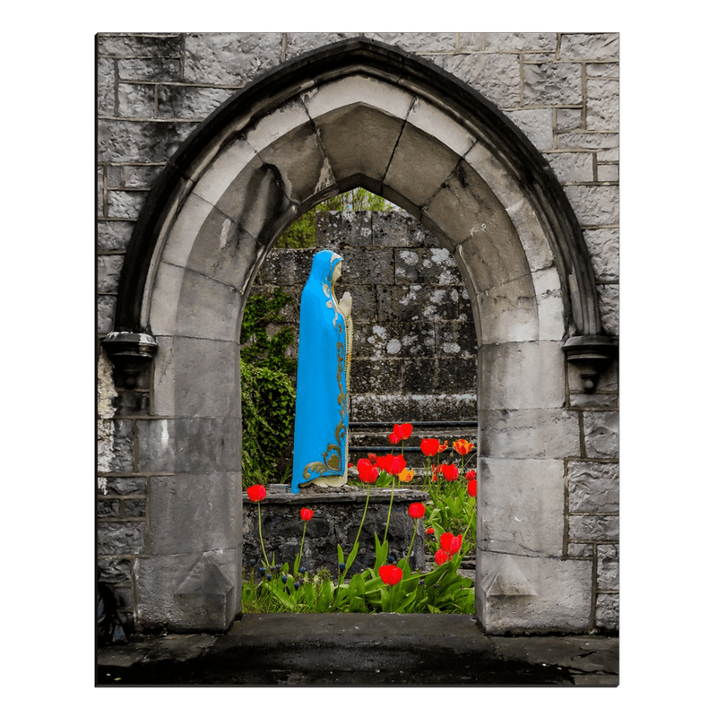 Canvas Wrap - Virgin Mary and Tulips through St. Augustine Church Arch - James A. Truett - Moods of Ireland - Irish Art