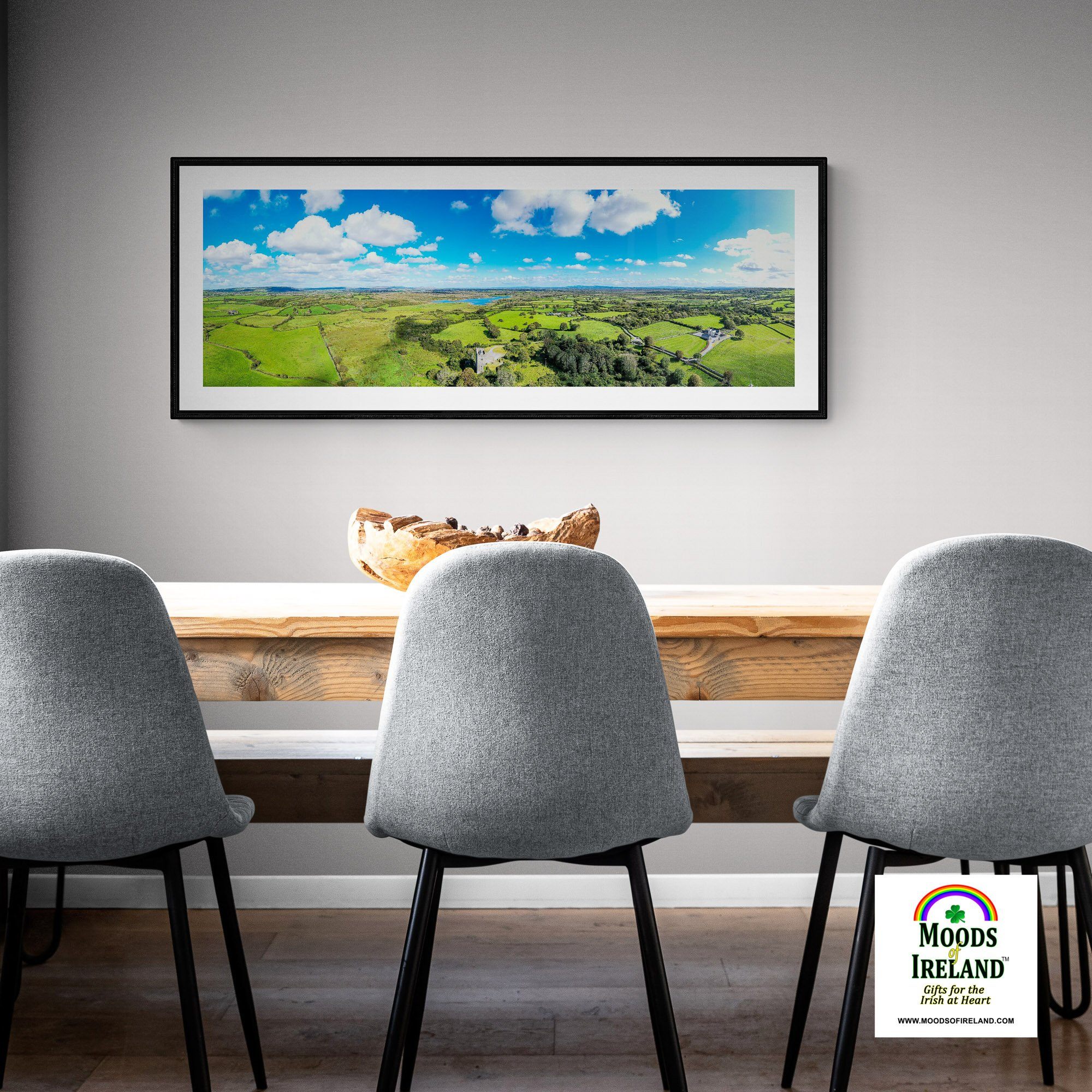 Panorama Print - Dysert O'Dea Castle and Ballycullinan Lough, County Clare - James A. Truett - Moods of Ireland - Irish Art