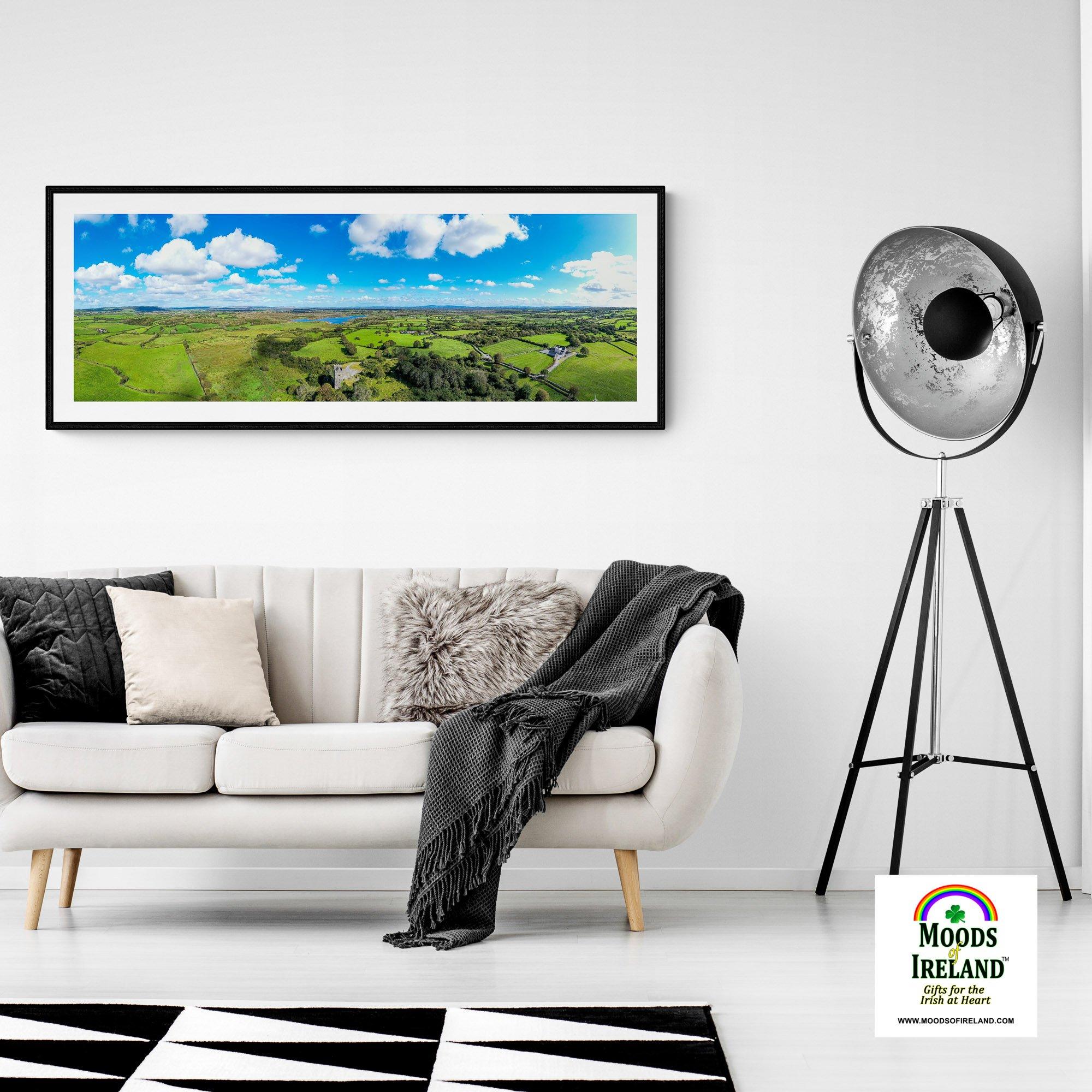 Panorama Print - Dysert O'Dea Castle and Ballycullinan Lough, County Clare - James A. Truett - Moods of Ireland - Irish Art