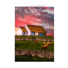 Folded Note Cards - Irish Thatched Cottage on a Hill, County Clare, Ireland - James A. Truett - Moods of Ireland - Irish Art