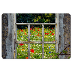 Desk Mat - Irish Wildflower Meadow framed by Weathered Window - James A. Truett - Moods of Ireland - Irish Art