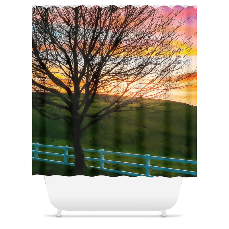 Shower Curtain - Winter Sunset at Ballynacally, County Clare - James A. Truett - Moods of Ireland - Irish Art