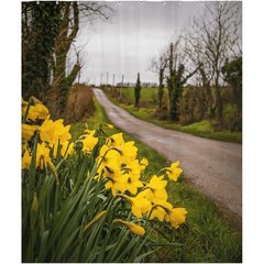 Shower Curtain - Irish Spring Daffodils on County Clare Country Road - James A. Truett - Moods of Ireland - Irish Art