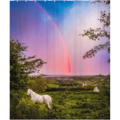 Shower Curtain - Monochrome Irish Rainbow at Sunset, County Clare, Ireland - James A. Truett - Moods of Ireland - Irish Art