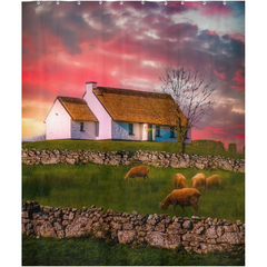 Shower Curtain - Irish Thatched Cottage on a Hill, County Clare, Ireland - James A. Truett - Moods of Ireland - Irish Art