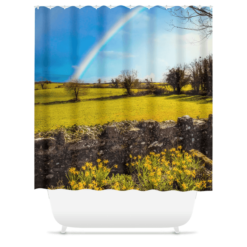 Shower Curtain - Spring Rainbow and Daffodils, Kildysart, County Clare - James A. Truett - Moods of Ireland - Irish Art