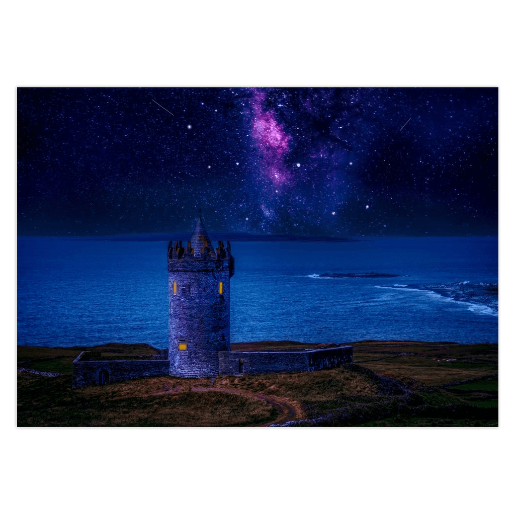 Folded Note Cards - Starry Night over Doonagore Castle, County Clare - Moods of Ireland