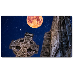 Desk Mat - Full Moon and Star-Studded Sky over Quin Abbey, County Clare - James A. Truett - Moods of Ireland - Irish Art